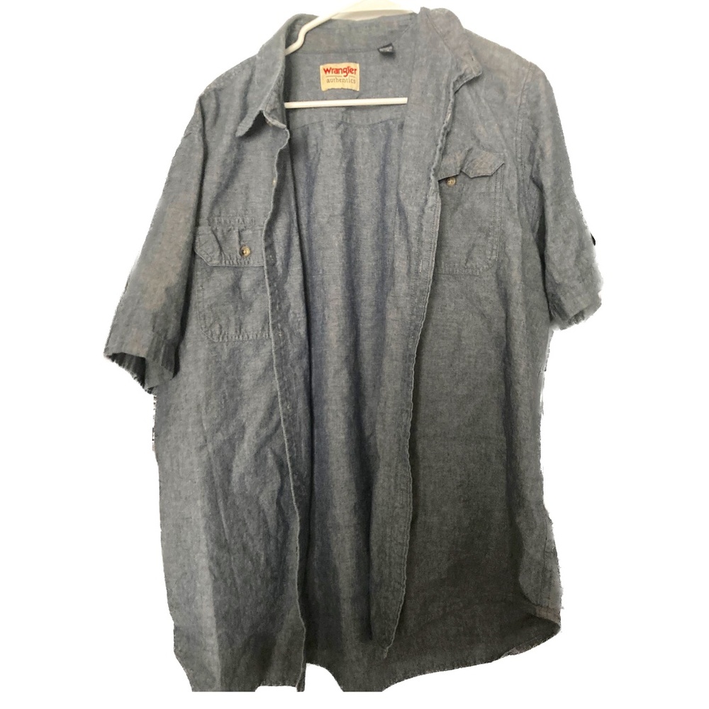 Wrangler Authentics 100% Cotton Western Work Shirt, Men's Large, Blue